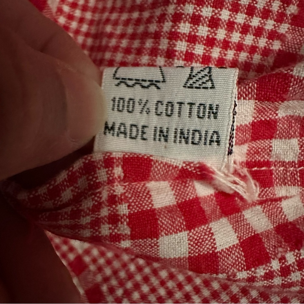 Vintage Men's Red Checkered Patchwork Button Down… - image 4